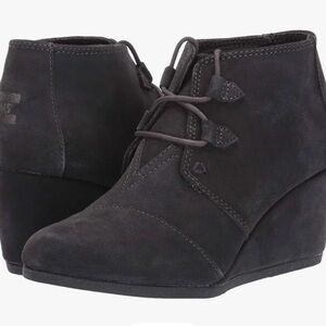 Size 7- Toms Kala Forged Iron Grey Suede Desert Wedge Booties